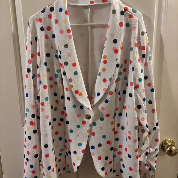 Shein Plus Polka Dot Multicolored Print Women's Blazer Jacket ~ 2XL(16) - Picture 5 of 8